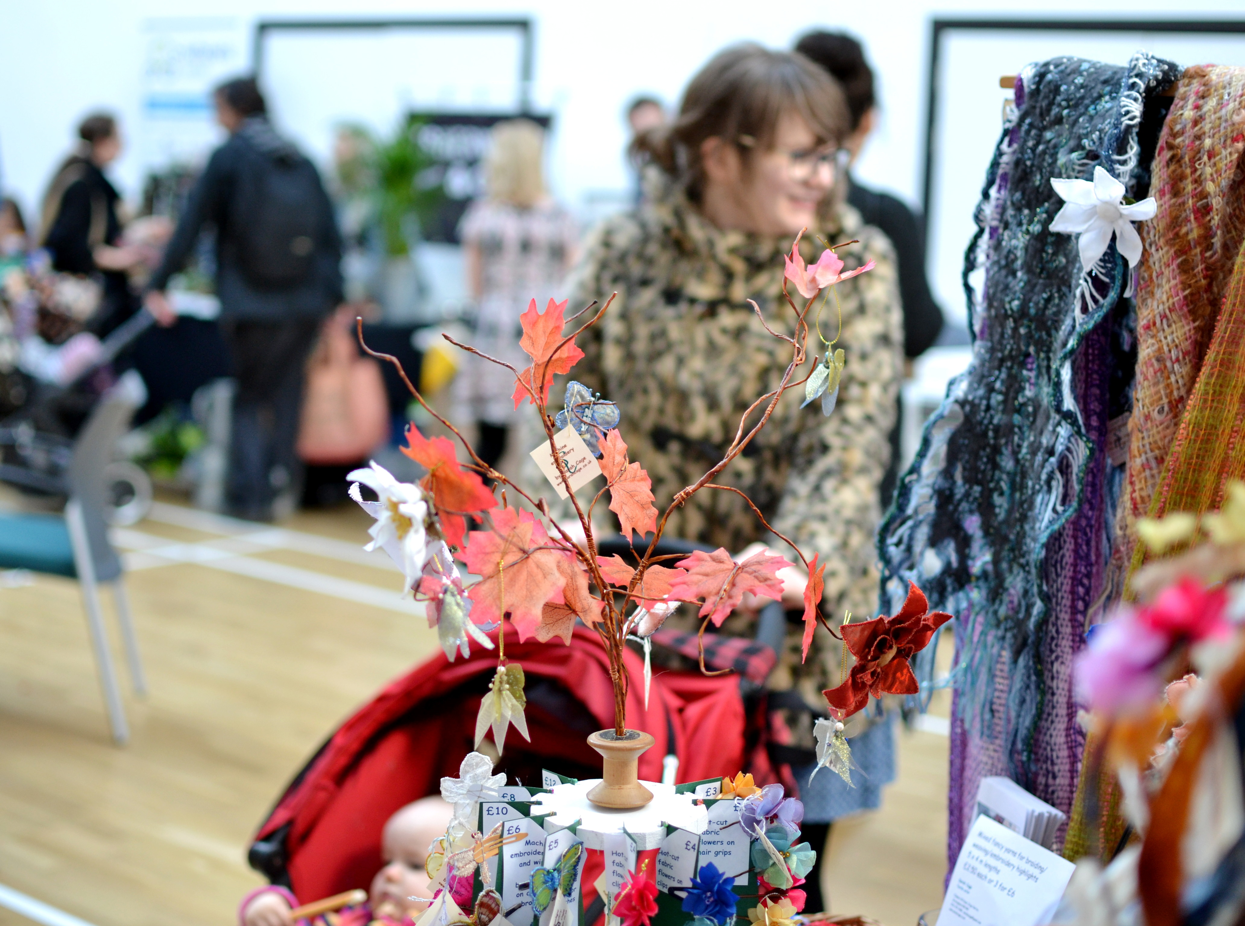 Visitors to the market viewed from the Sarah Cage Textile Designs stall