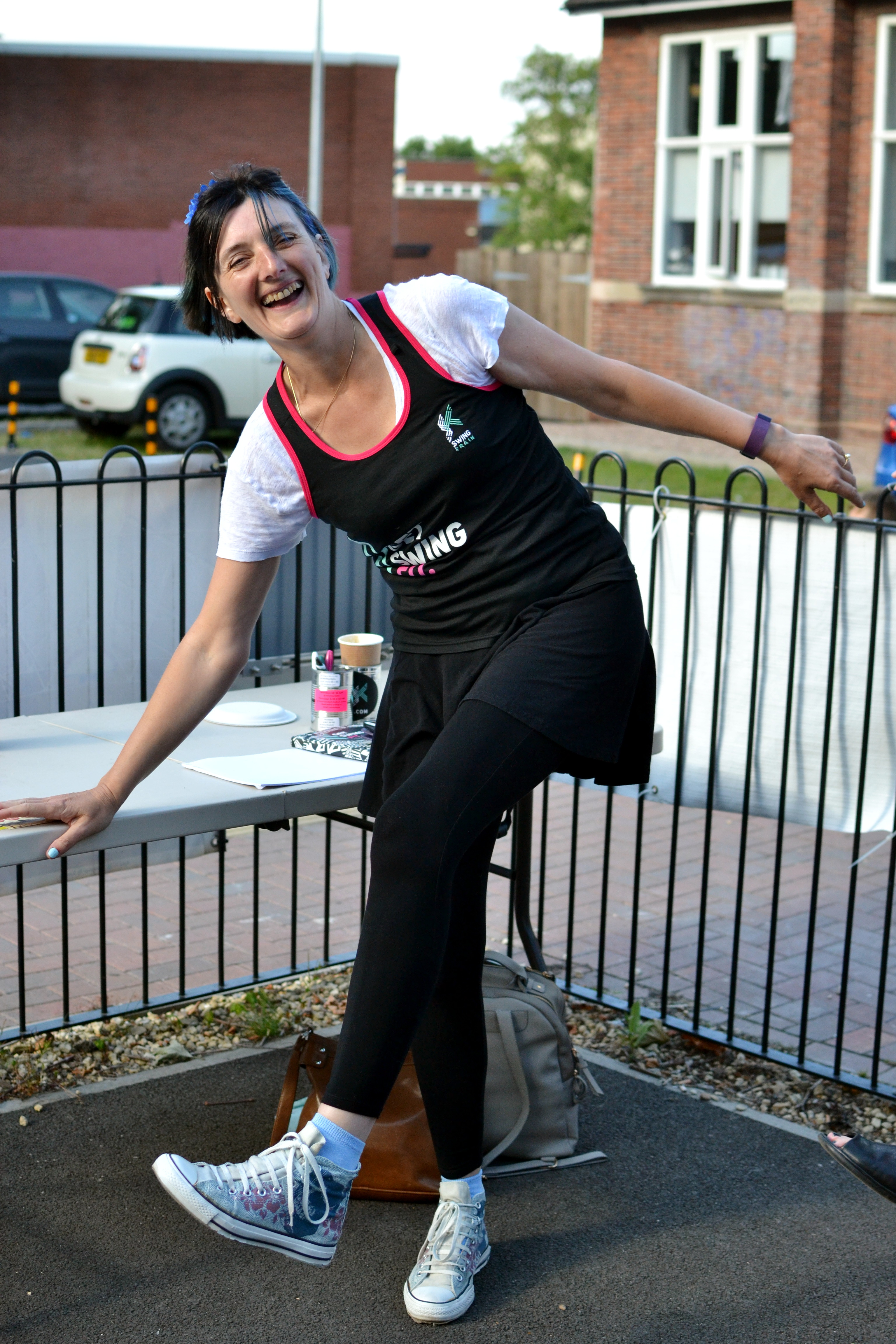 Carola doing a live demo of her Swing Train classes