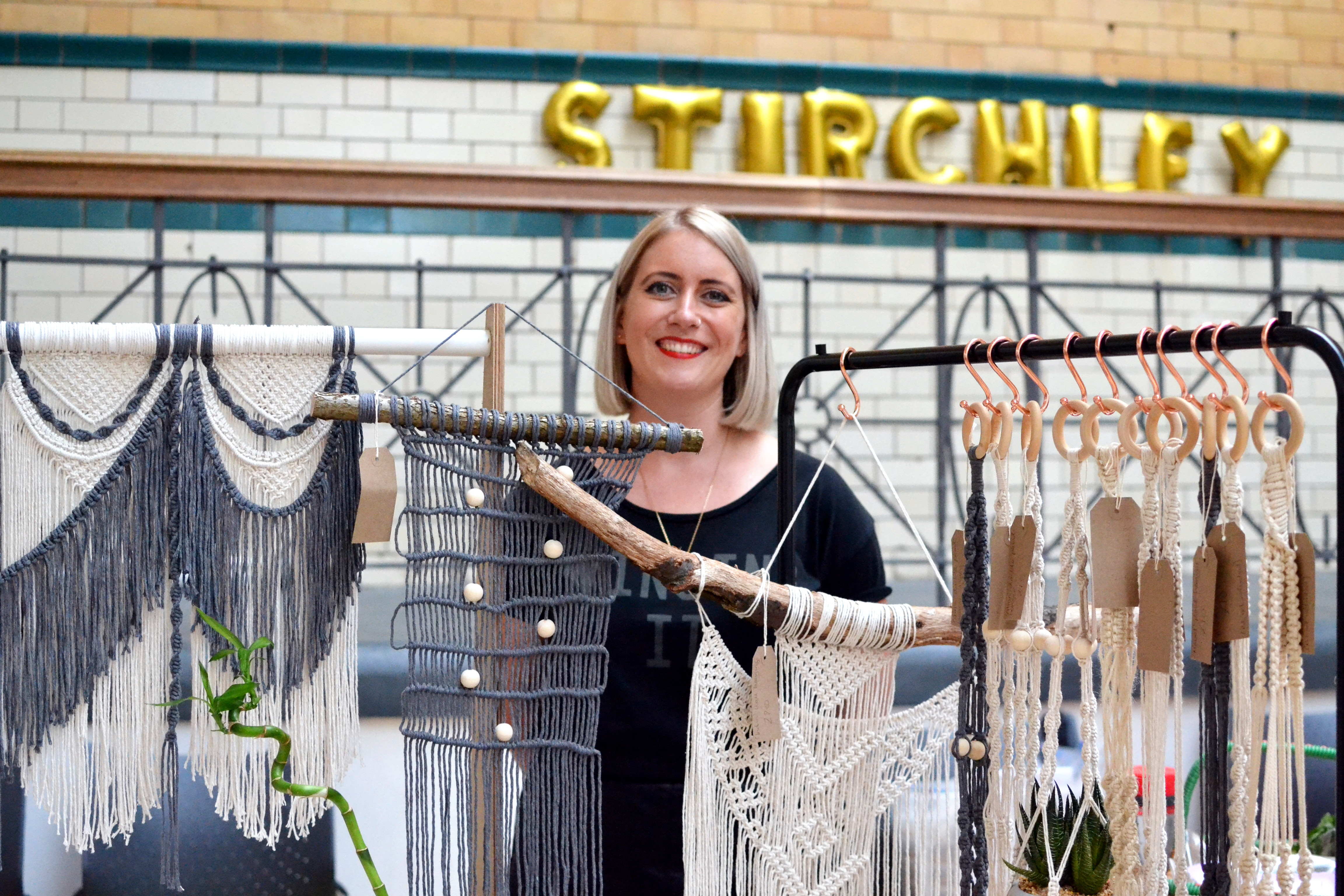 Amy with her macramé stall