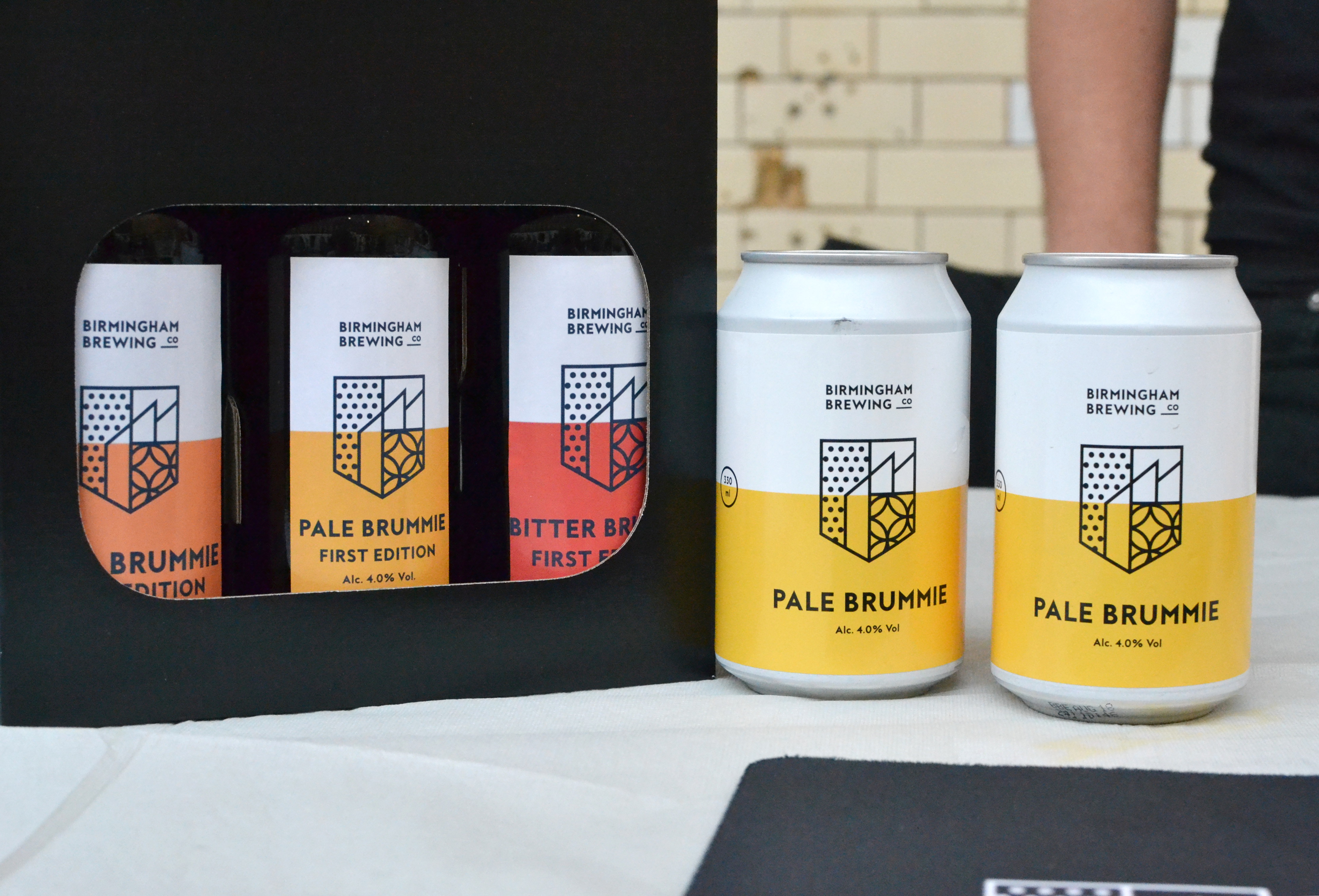 Cans of locally-brewed beer
