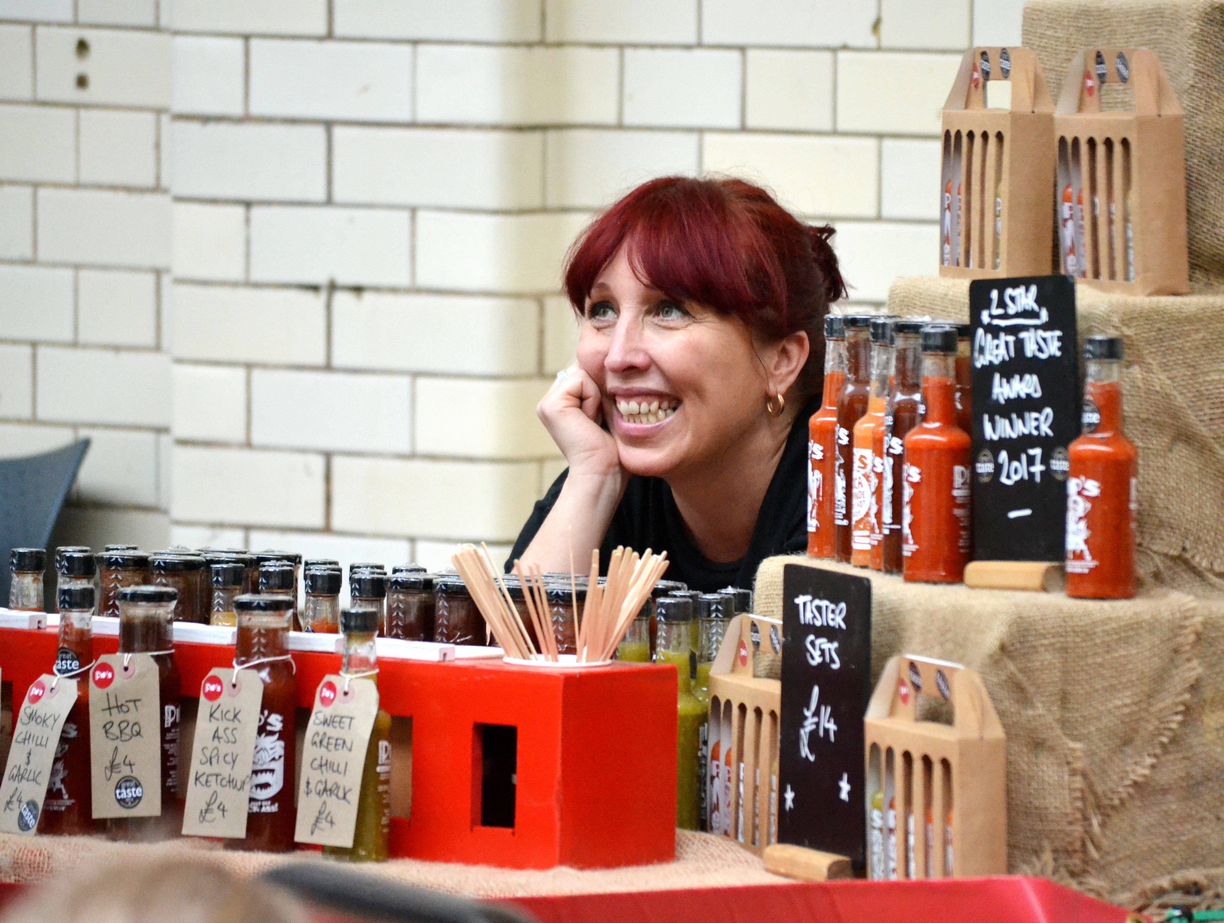 Always a smile on the Pip's Hot Sauce stall