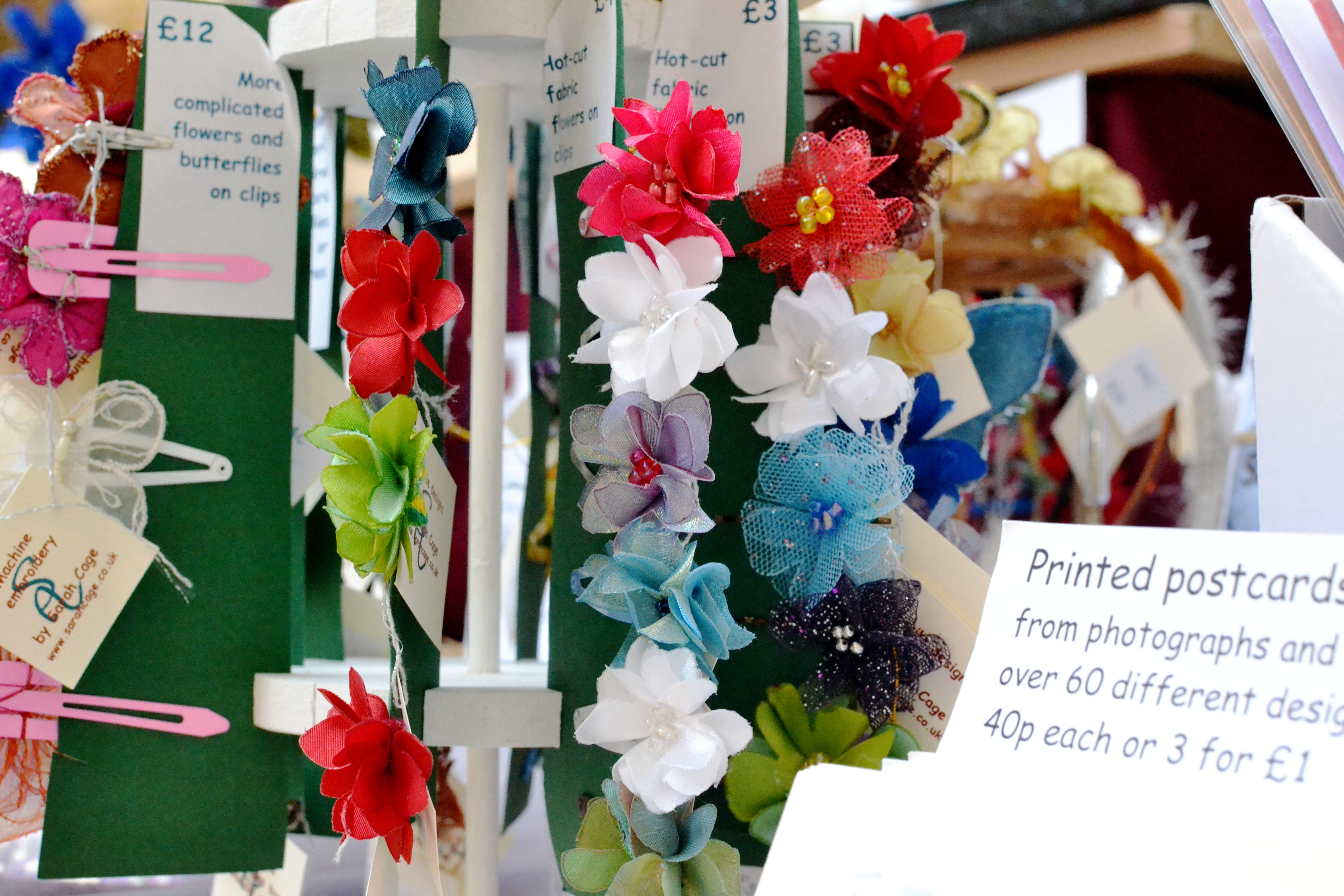 Textile flowers from Sarah Cage