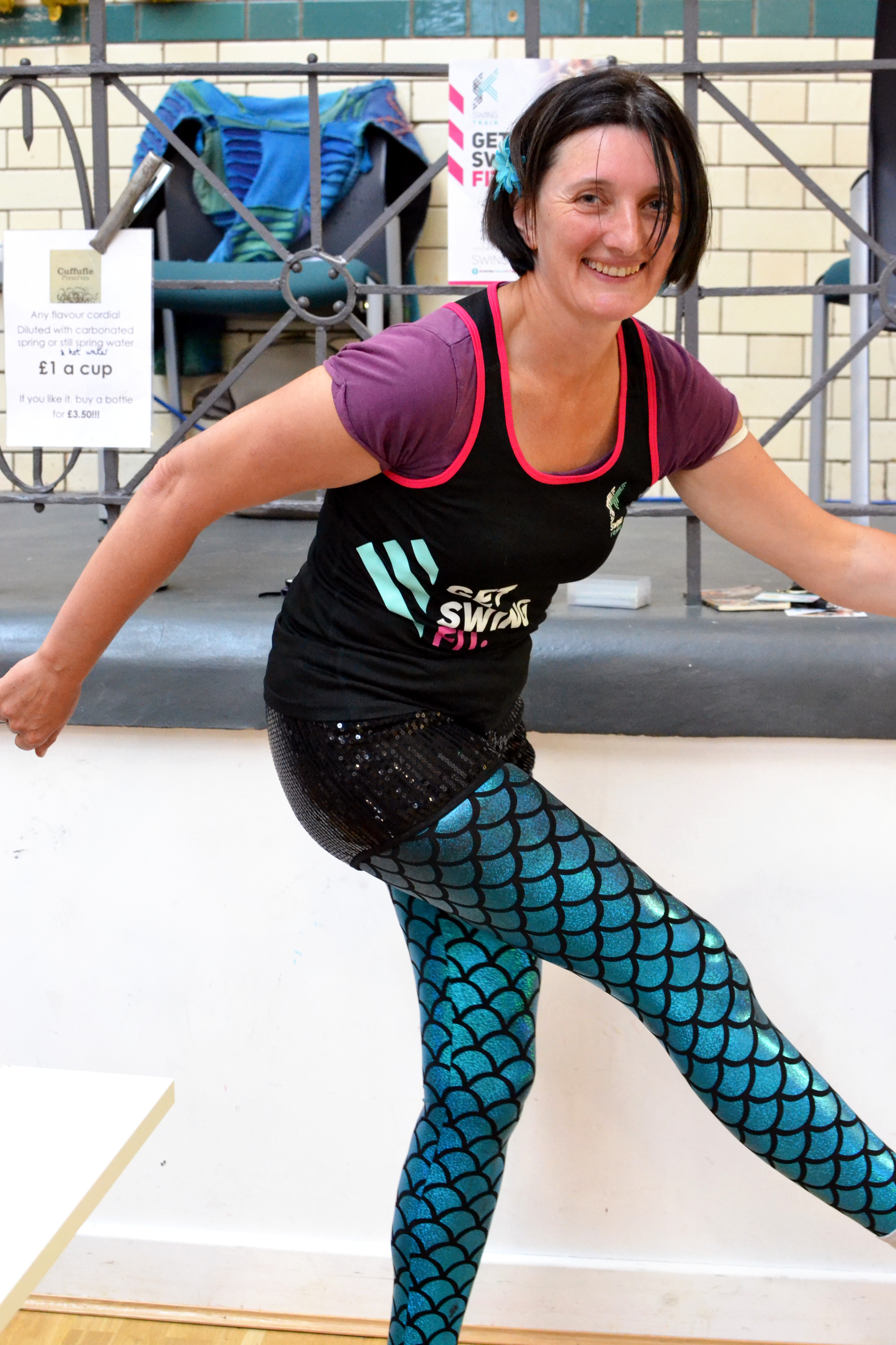 Carola promotes her Swing Train sessions with energy