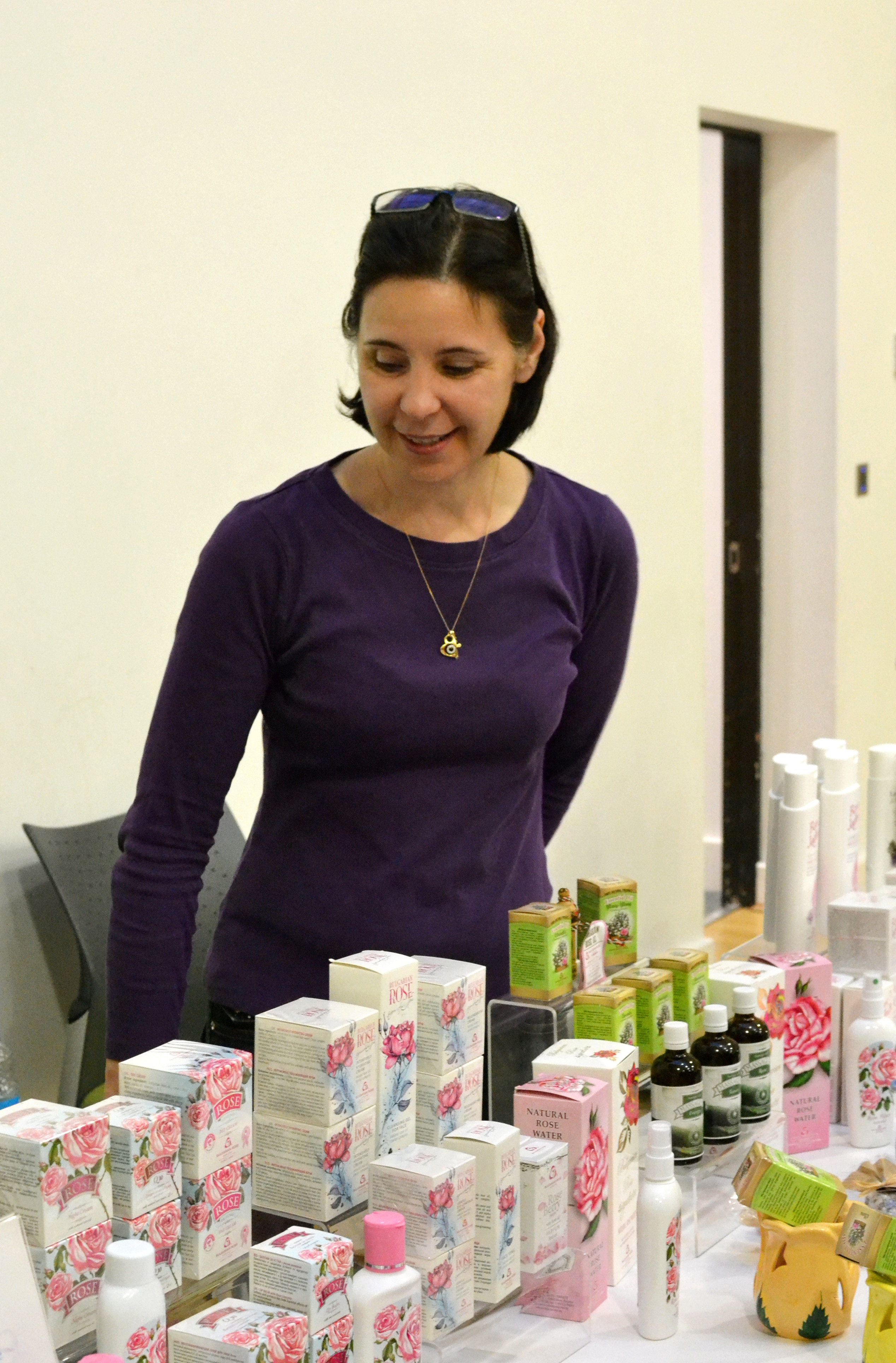 Natasha with beauty products from Bulgarian Rose