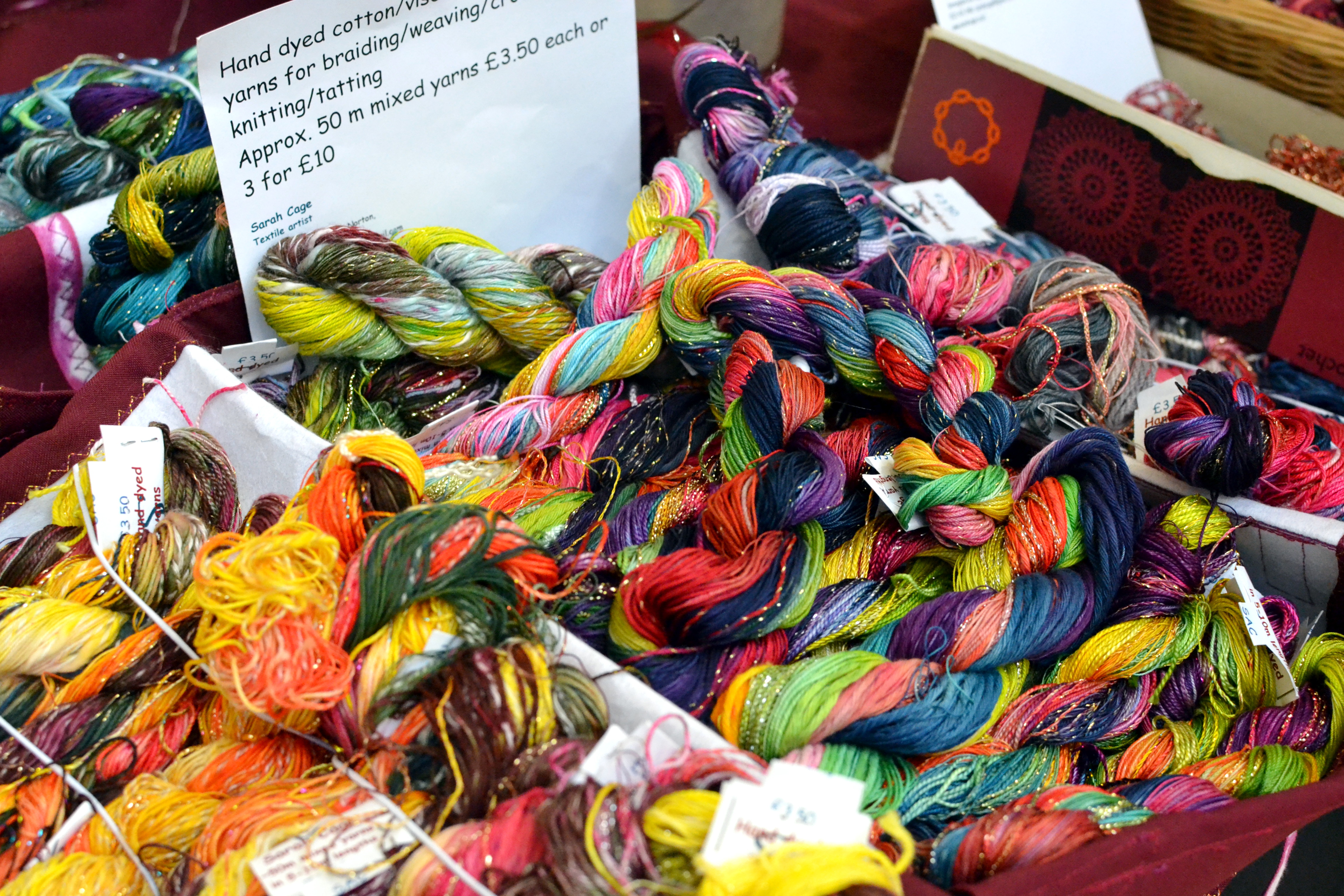 Colourful yarn from Sarah Cage Textiles