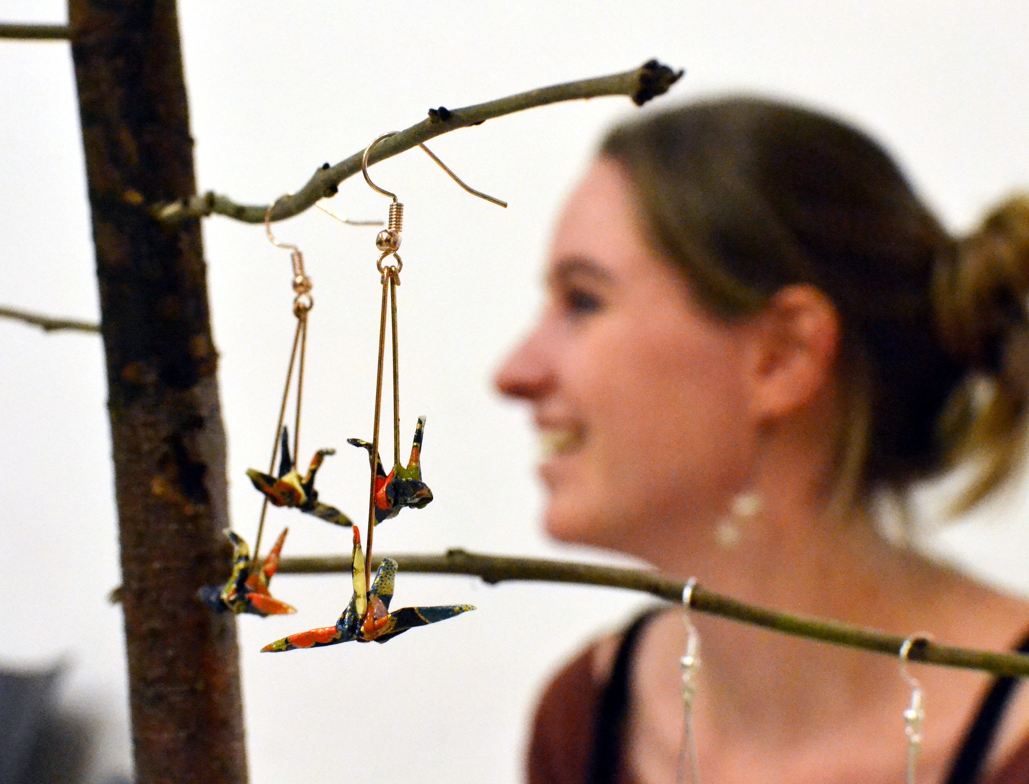 Elise of Windy and Wild with origami earrings