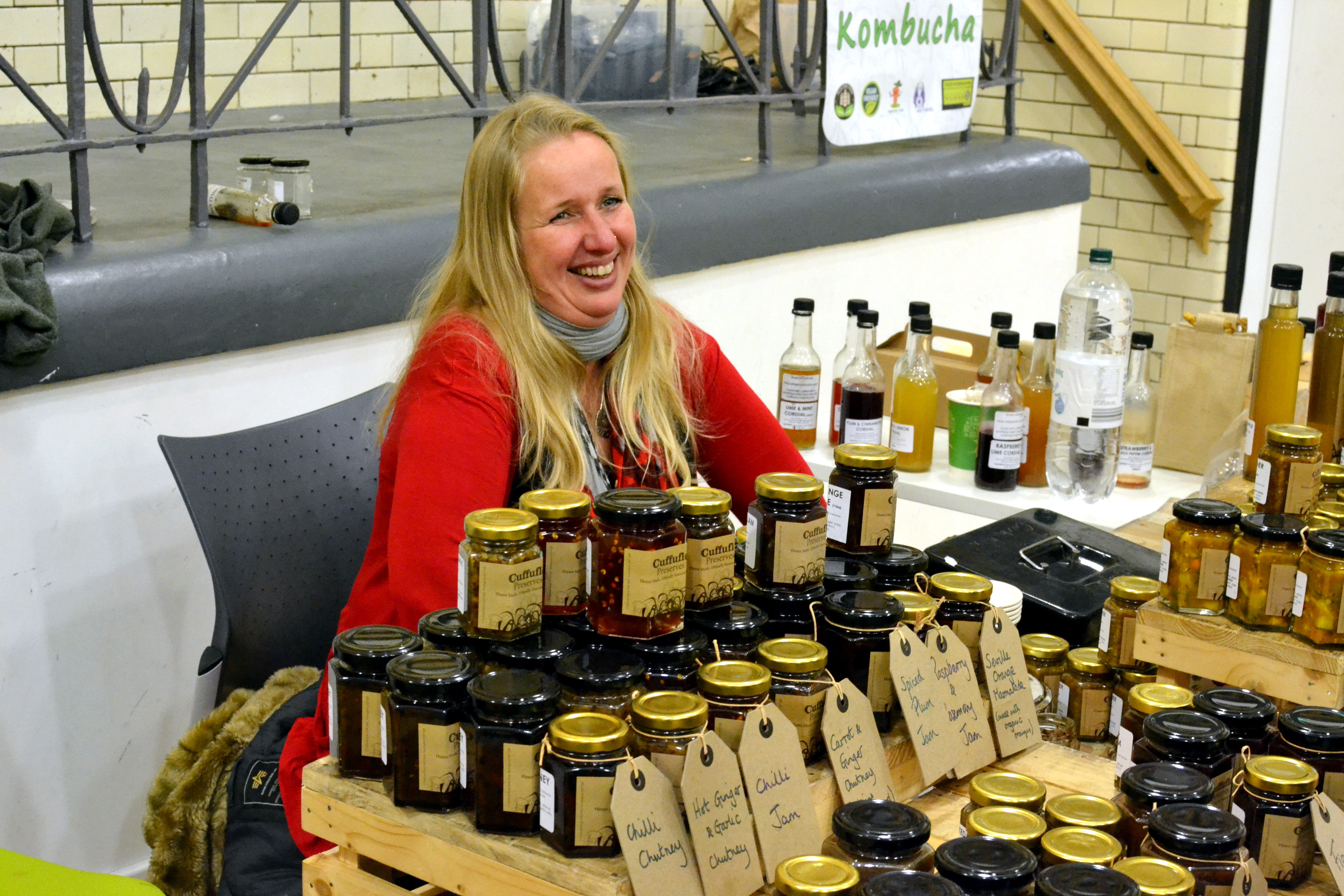 Rachel on the Cuffufle Preserves stall