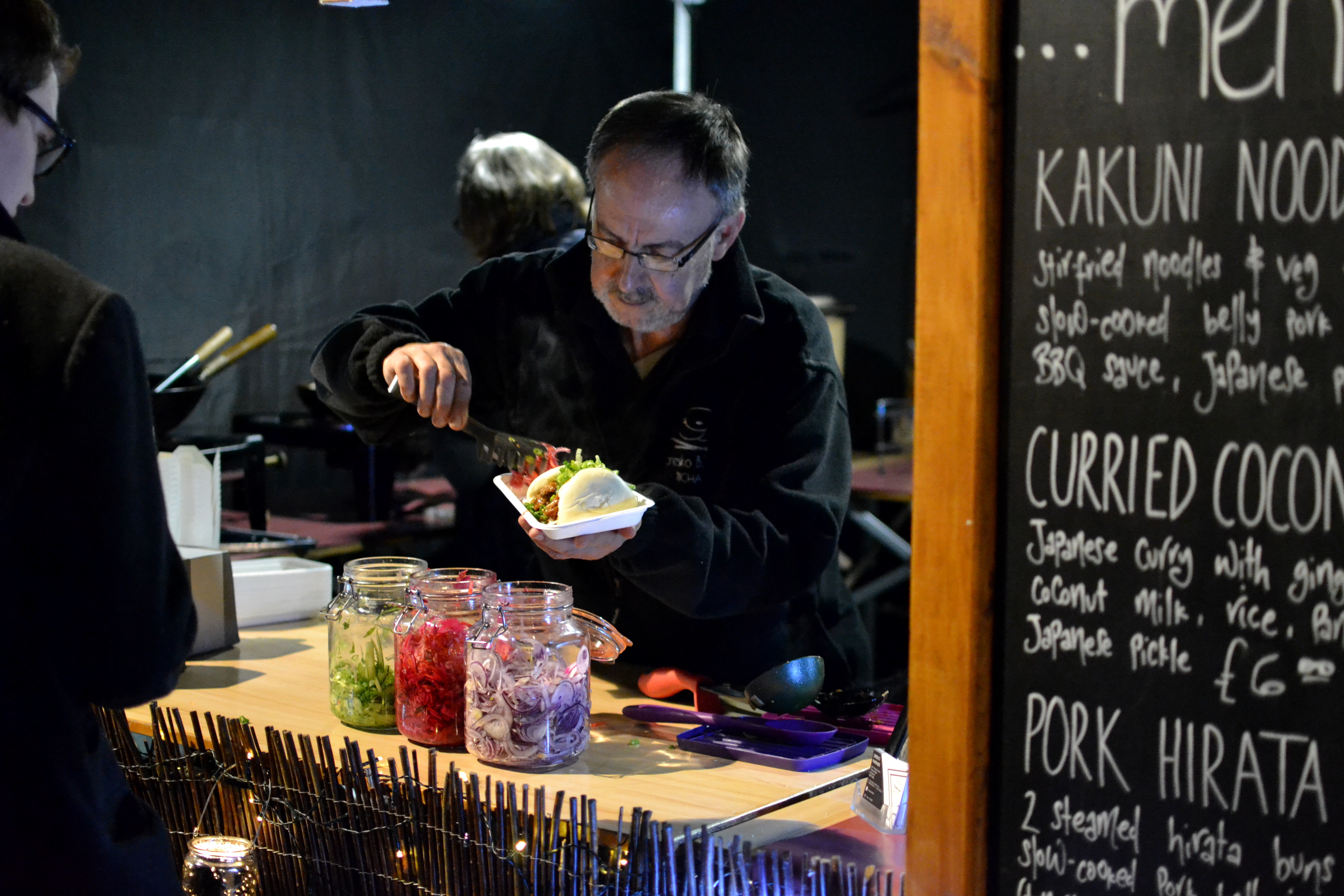 Serving Japanese street food on the Gresko Bodhi stall