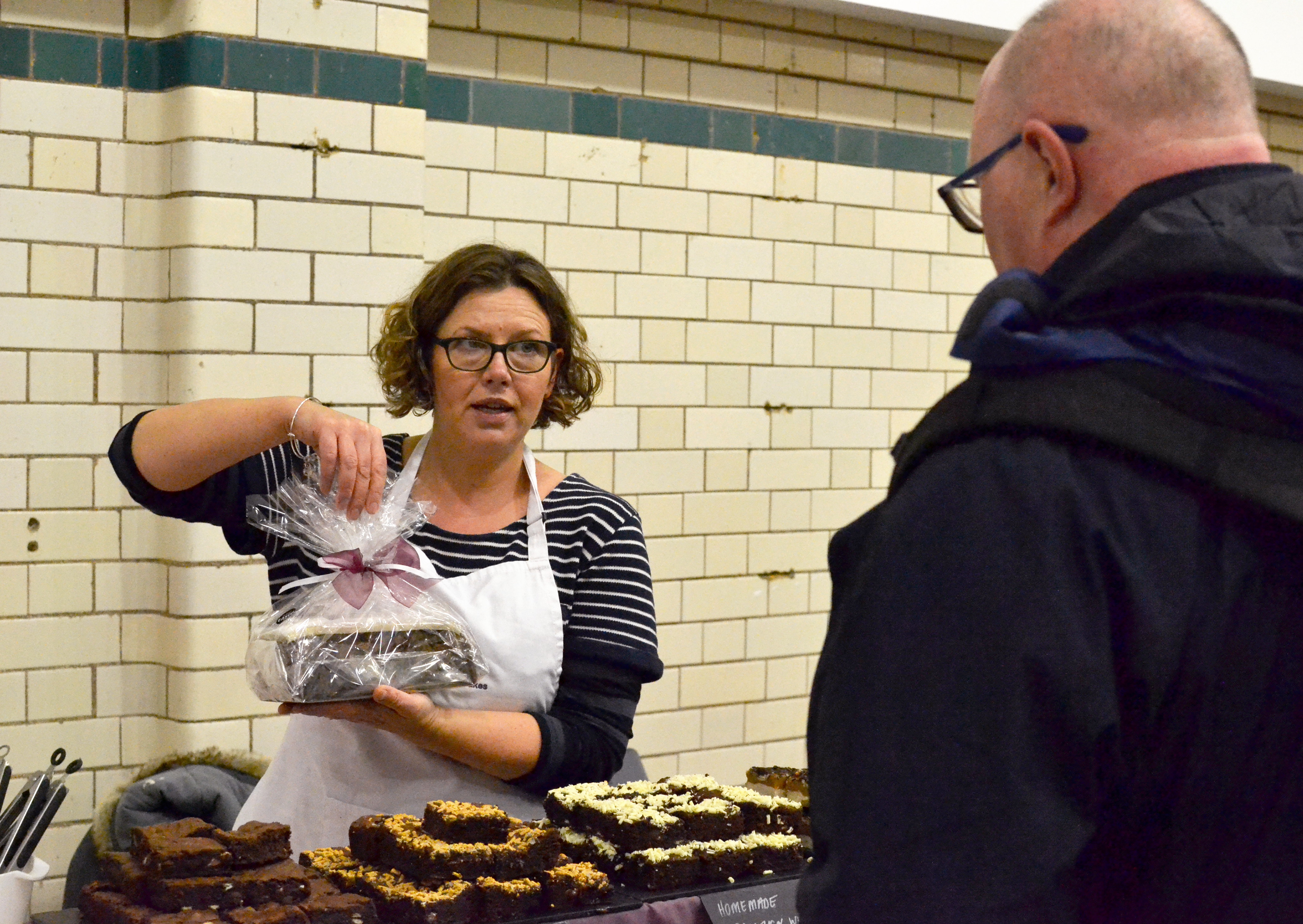 Mrs Mills Makes Cakes, serving at the December 2017 market