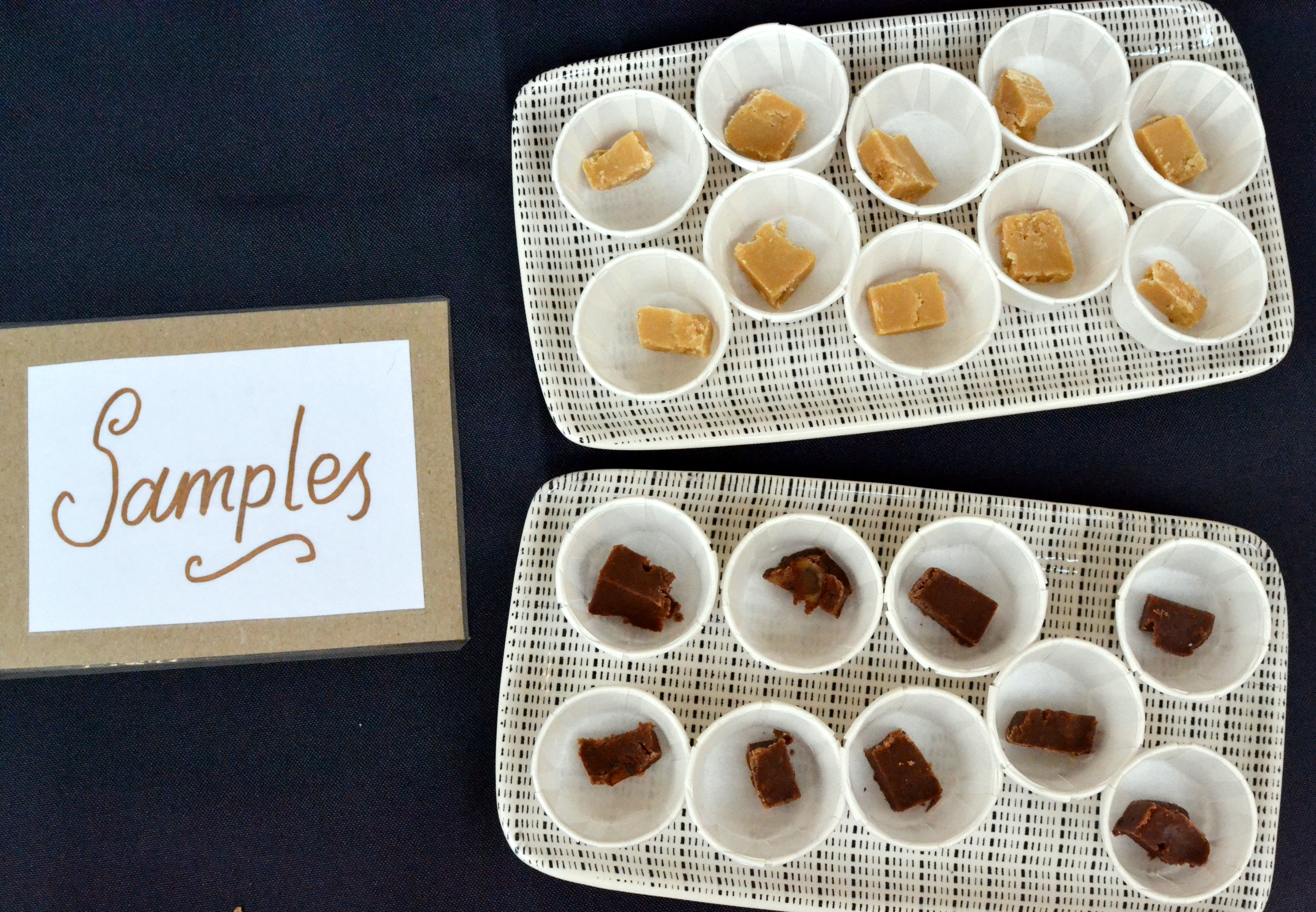 Samples of fudge from Fudgebox