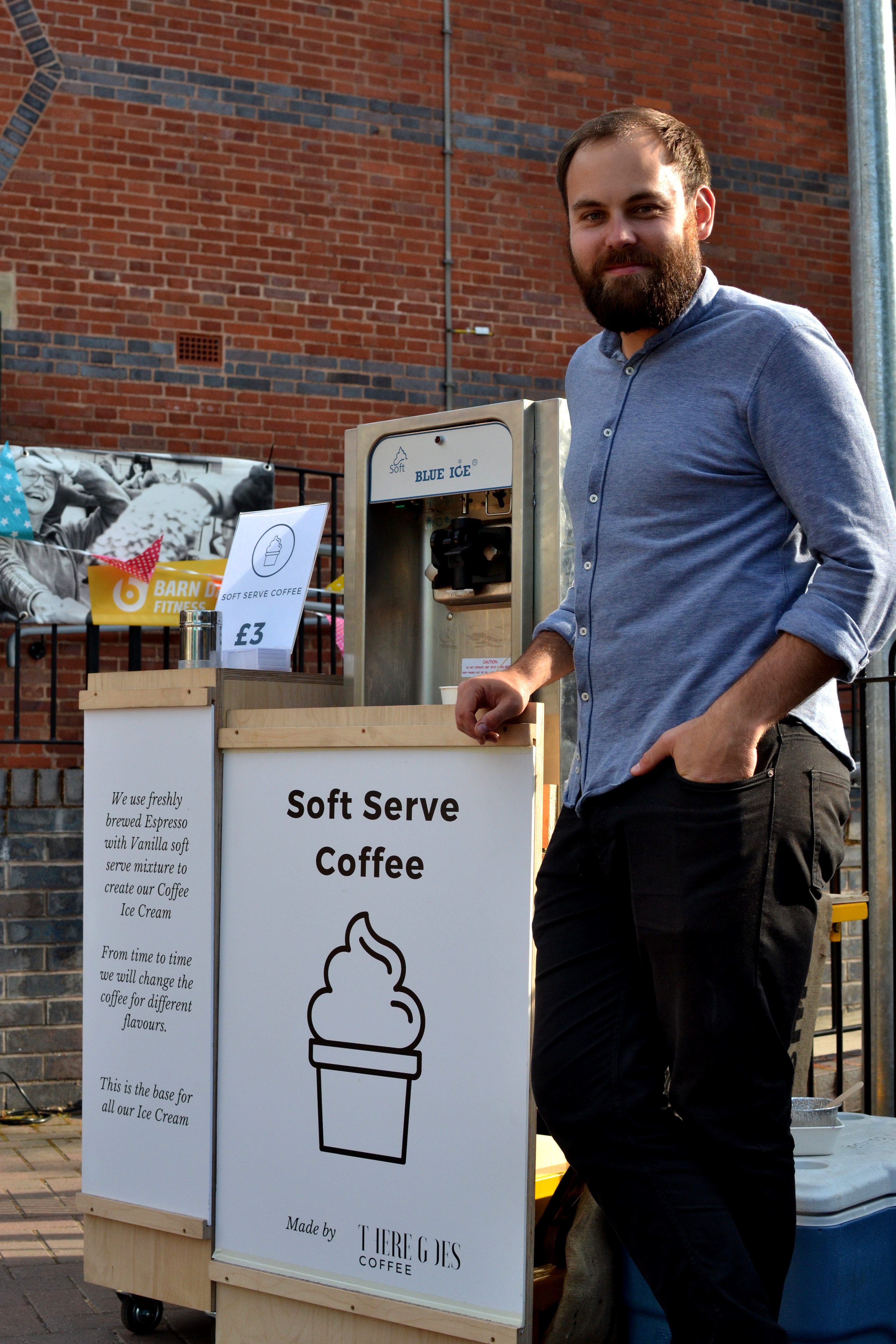 Dave of There Goes with soft serve coffee