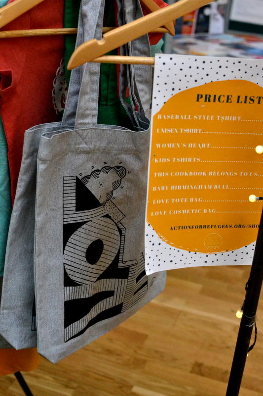 Tote bags for sale from Kings Heath Action for Refugees