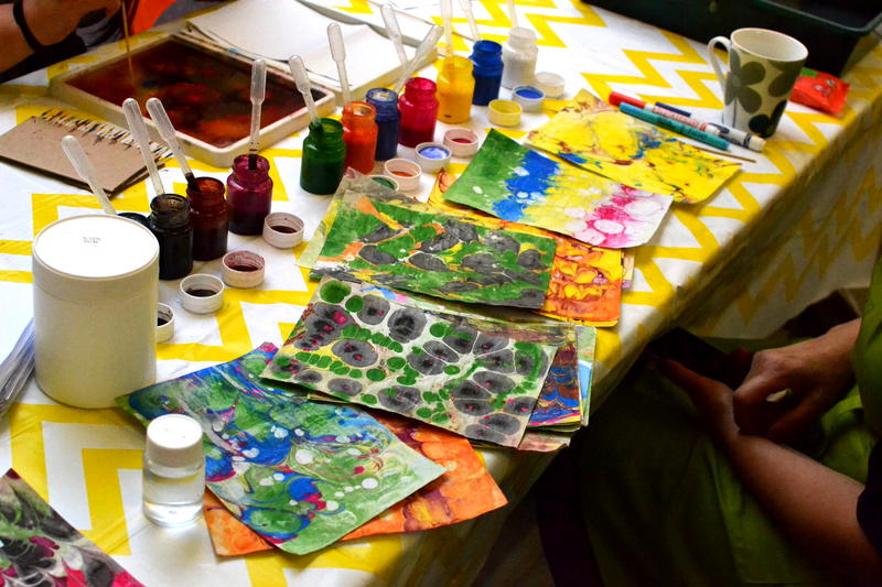 Marbling art in Stirchley Library